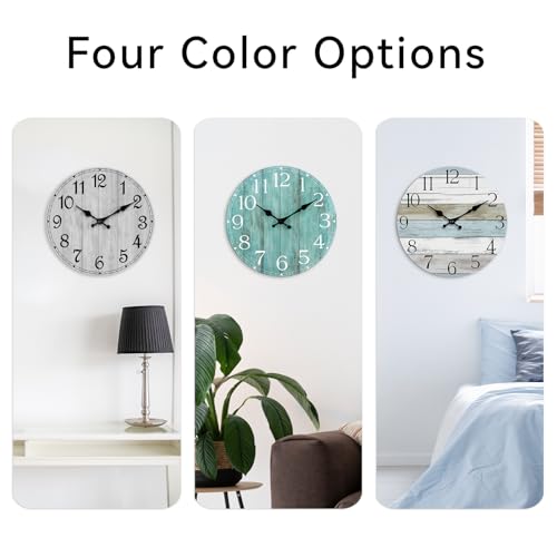 HYLANDA Wall Clock, Silent Non Ticking Wall Clocks Battery Operated, Rustic Wooden Clocks Decorative for Kitchen, Bathroom, Bedroom, Living Room, (8 Inch)