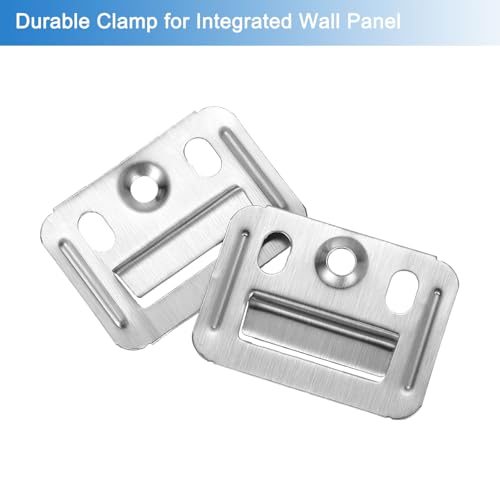 Image of uxcell 150Pcs 43mmx32mmx0.4mm Wall Panel Buckle, Stainless Steel, Silver | Integrated Wall Panel Clips, Furniture Fixings Clamp Hanger Wall Mounting Clips