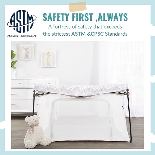Image of Dream On Me Ziggy Playpen Only, Soft Base, Portable, 43.3in, Dove White