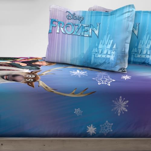 Image of Sassoon Disney Frozen Digital Printed, Cotton Single Bedsheet, 300 TC, 1 Pillow Cover, Fade Resistant, Bedsheet for Kid's Bedroom, (1.50m X 2.35m)
