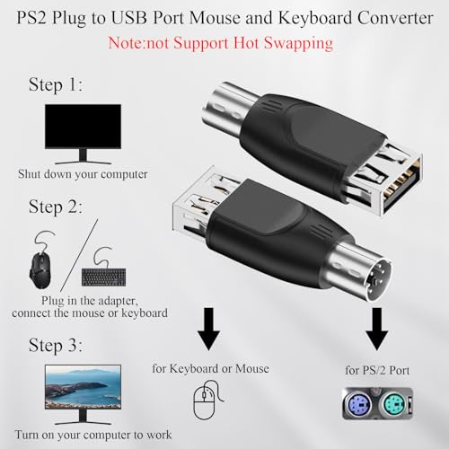 Convertidor PS2 a USB para mouse y teclado, 2 unidades miniatura 5