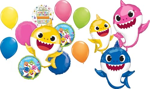 Anagram Baby Shark Birthday Party Supplies Airwalker Balloon Bouq...
