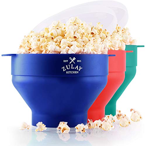 Zulay Kitchen Collapsible Silicone Popcorn Maker - BPA Free Silicone Popcorn Bowl Microwave