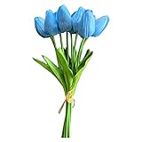 Trailrest Tela Navideña Suelo 5 Flores Artificiales Flores Modelo habitación decoración Boda Hotel decoración Flores Florero Artificiales Rosas (Blue, One Size)