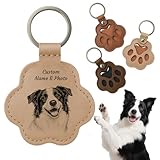 CDBUY Personalized Pet Memorial Gifts for Dogs - Custom Name Paw-Shaped Leather Keychain to Hold Fur or Hair, Refillable Keepsake Charm for Bag, Purse or Keys (Style-B)