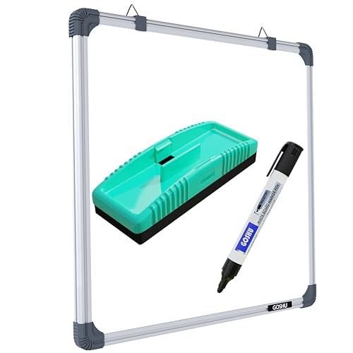 Image of GOSHU Non Magnetic 2 feet x2 feet Double Sided White Board and Chalk Board Both Side Writing Boards, One Side White & Reverse Side Green Surface (2x2 feet with Whiteboard Marker & Duster)