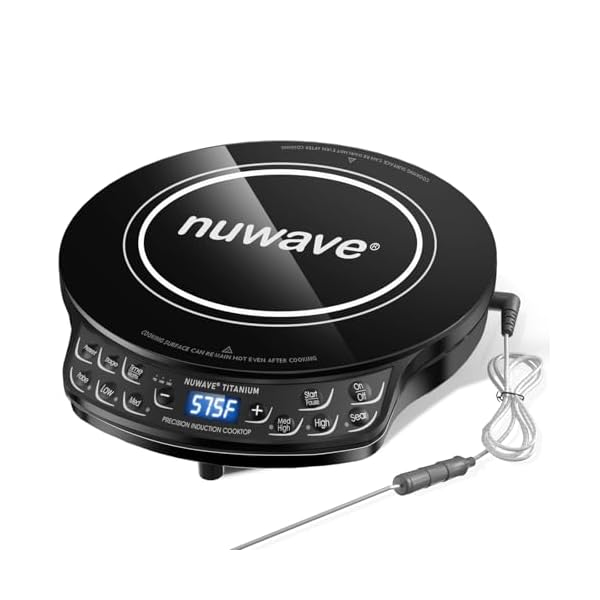 Nuwave Induction Cooktop, Improved Hot Plate with Digital Probe , 106 Temps 100°F-575°F, 3 Watt Settings, Portable Induction Burners for Cooking