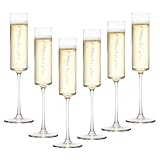 Tefrine 6 Stück Champagnergläser, mundgeblasen, elegante Champagnerflöten, 150 ml, für Geburtstag, Hochzeit, Jahrestag, transparente Champagnerflöten für Feiern und besondere Anlässe
