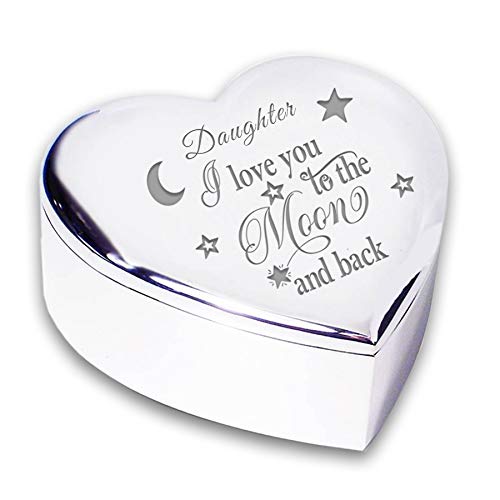 Chris Bag Of Goodies DAUGHTER I LOVE YOU TO THE MOON & BACK Silver finish TRINKET BOX Gift Presents Ideas for my Birthday Christmas Xmas Wedding Present Gifts from mum and dad