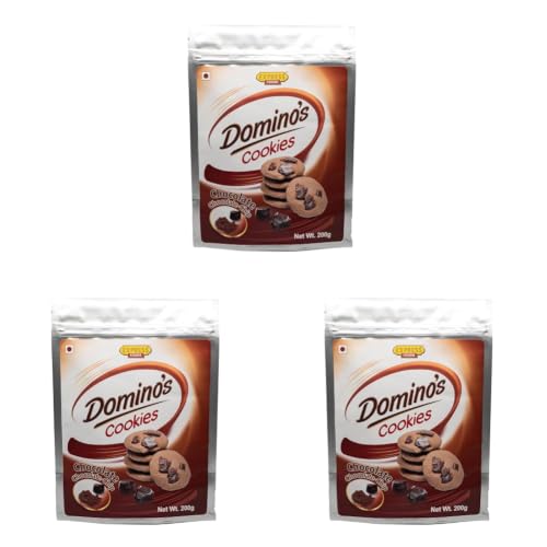 Image of Express Foods Chocolate Choco Chip Dominos Cookies, 200 Gram (Pack of 3)