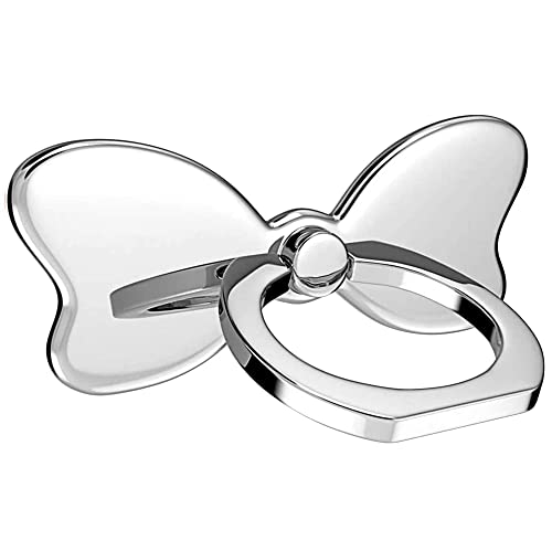 PZOZ Bague Telephone Portable nœud papillon, Anneau de Support pour téléphone Portable réglable à 360° - Anneau Universel en Alliage de Zinc pour Tous Les Smartphones, iPhone, Samsung, Huawei (Argent)