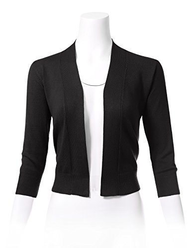 Allsense 43230-60947 Women'S 3/4 Sleeve Open Front Knit Cropped Bolero Cardigan Shrug Sweaters thumb #2