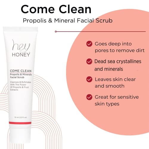 Hey Honey Skincare Propolis and Dead Sea Salt Microdermabrasion Facial Scrub For Sensitive Skin | Non-Abrasive Exfoliating Aimed Brighten Acne Scars, Remove Blackheads & Dead Skin Cells | 2.2 oz - Image 3