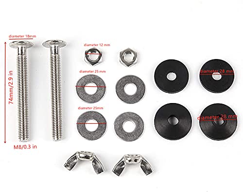 Toilet Bolts,Toilet Tank To Bowl Bolt Kits With Rubber Washers And Wing Nuts Stainless Steel Toilet Seat Screws,Toilet Tank Heavy Duty Bolt 2 3/4" X 5/16" (M70 X 8) 2 Pack #TOP5