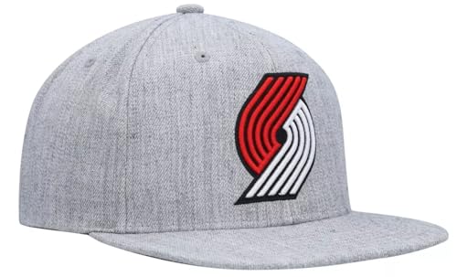 Mitchell & Ness Portland Trail Blazers Team Heather Snapback Adjusdtable Hat Cap - Gray