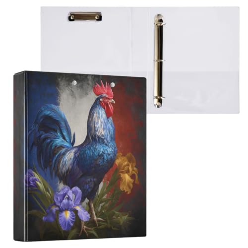 ALAZA Chicken Flower Flag 3 Ring Binder Holds of 200 Sheets Fits Letter Sized Paper D-Ring Organizer for School Home Work Office Supplies 2 Pack
