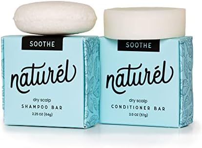Naturel Soothe Shampoo and Conditioner Bar Set, Dandruff Shampoo Bar, Dry Scalp Shampoo Bar and Conditioner Bar, Tea Tree and Peppermint Oil, Vegan & Cruelty Free, Zero Waste, Made in USA