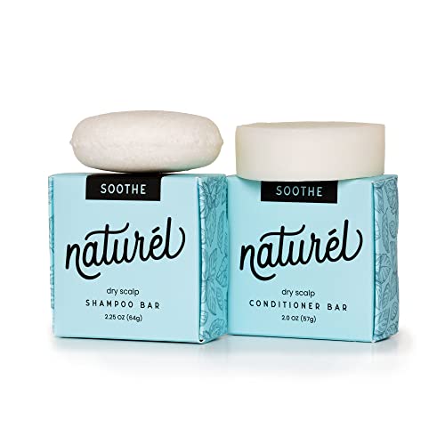 Naturel Soothe Shampoo And Conditioner Bar Set, Dandruff Shampoo Bar, Dry Scalp Shampoo Bar And Conditioner Bar, Tea Tree And Peppermint Oil, Vegan & Cruelty Free, Zero Waste, Made In Usa #TOP22