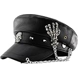 Keuyeo Gorra Punk De Discoteca Moderna con Visera Plana De PU con Remaches Y Pinchos, Gorra Informal Moderna para Uso Diario para Mujeres Y Hombres.