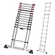 Hailo T80 FlexLine Alu-Sicherheits-Teleskopleiter - ausziehbare Anlegeleiter mit 13 Sprossen - Arbeitshöhe bis 450 cm - Gewicht 13,1 kg - Silber