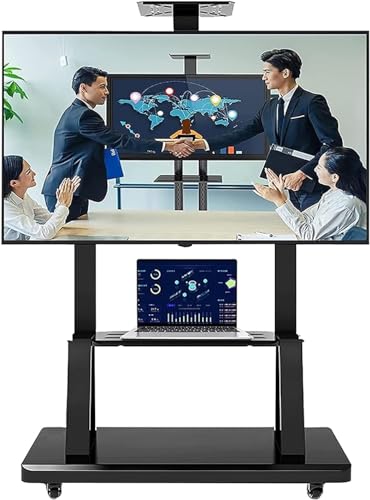 Soporte móvil para TV con ruedas y almacenamiento ajustable miniatura 1