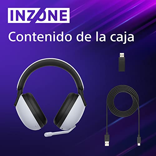 Sony INZONE H9 - Auriculares Inalámbricos para Gaming con Noise Cancelling, Sonido Espacial 360-32 Horas de Autonomía - Micrófono TipoBoom Llamadas Bluetooth, PC/PS5, Blanco