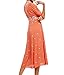 R.Vivimos Womens Boho Floral Embroidered Casual Drawstring Tie Cotton Long Dresses