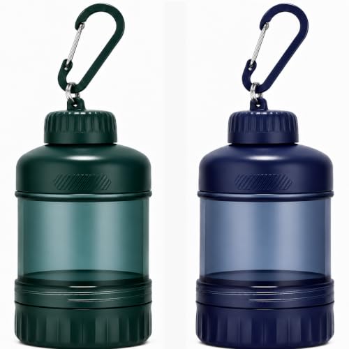 BooMetCheer 2 Pack Protein Powder Container to Go with Keychain & Keyring Large Capacity Clear Leakproof Ideal for workouts fitness or travel (Green&Blue)