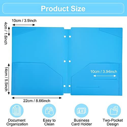 Eoout 10 Pack Binder Folders 2 Pocket File Folders 3 Hole Punch Poly Folders, 10 Bright Colors Plastic Folders With 2 Business Card Slot For 3 Ring Binder For School Office #TOP1