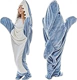 Manta de tiburón para adultos y niños, manta de tiburón súper suave y acogedora, sudadera con capucha de franela, mameluco de tiburón, manta con capucha de tiburón, saco de dormir de tiburón, manta