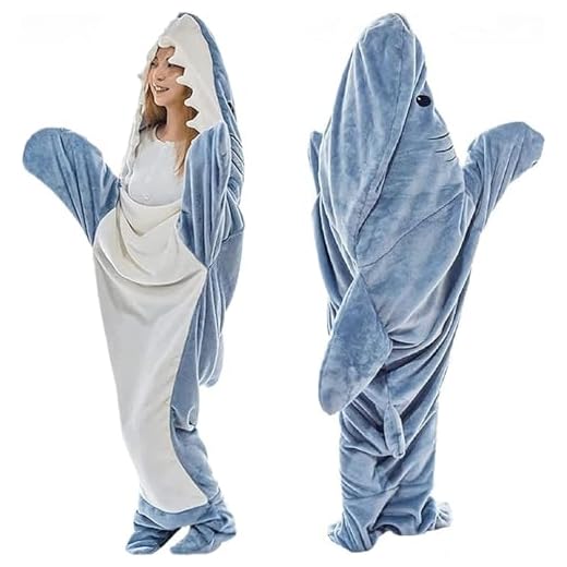 Manta de tiburón para adultos y niños, manta de tiburón súper suave y acogedora, sudadera con capucha de franela, mameluco de tiburón, manta con capucha de tiburón, saco de dormir de tiburón, manta