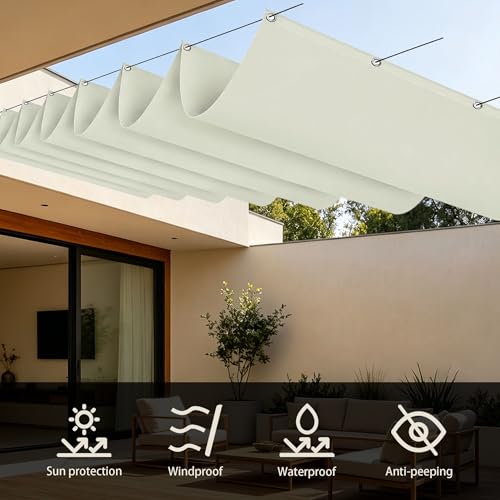 Toile Ombrage Rétractable Vague Résistant à l'Eau pour Jardin