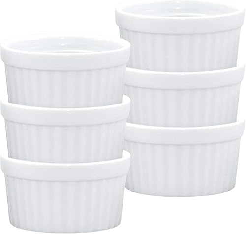 HIC Conjunto de 6 miniplatos de porcelana para mantequilla, Blanco