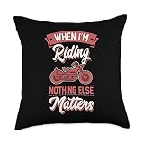 Best Motorcycle Gear and Biker Grandpa Accessories When I'm Riding Nothing Else Matters Funny Motorcycle Biker Throw Pillow, 18x18, Multicolor