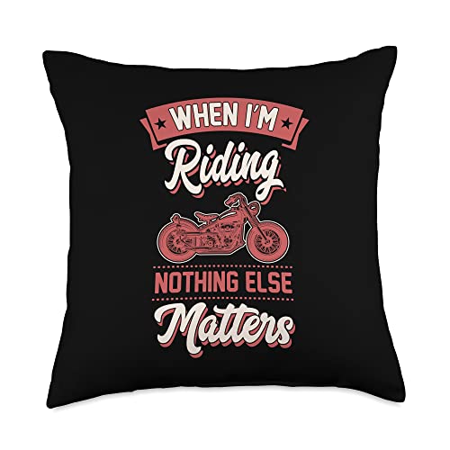 Best Motorcycle Gear and Biker Grandpa Accessories When I'm Riding Nothing Else Matters Funny Motorcycle Biker Throw Pillow, 18x18, Multicolor