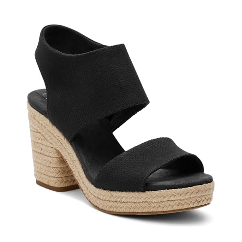 Sandale à talon femme TOMS Majorca nu-pieds plateforme noir tressé 36.5