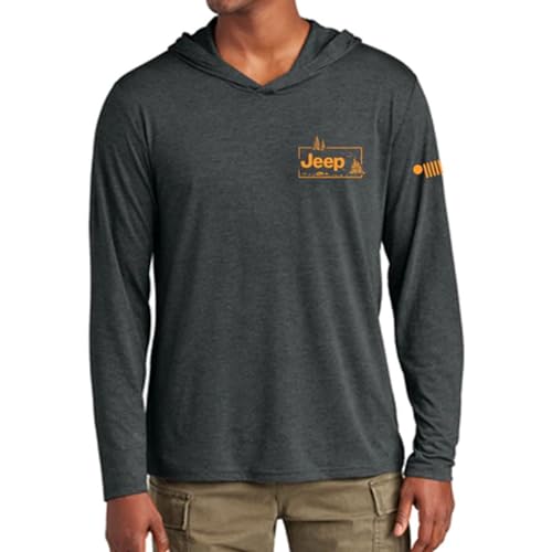 Jeep Sasquatch Family Logo Long-Sleeve Lightweight Hooded T-Shirt for Men Black Heather4