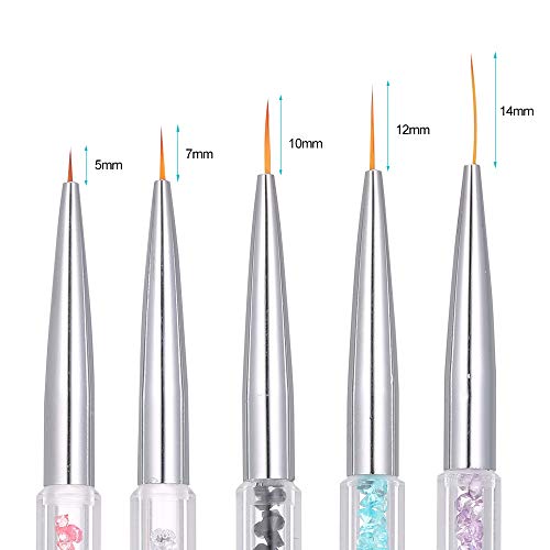 Henniu 5 PCS Nail Art Liner Pen UV Gel Painting Nail Design Pincel Pen Unhas Dotting Drawing Pen 5//