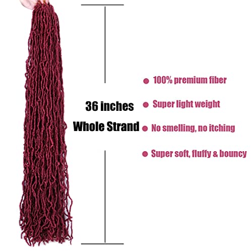 36 Inch 1 Packs Soft Locs Bug Red Color Burgundy Crochet Hair Pre Extended Long New Faux Locs Pre-Looped Super Lightweight Synthetic Hair Braids For Black Women (36Inch, 1Pack, Bug) #TOP1