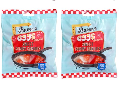 Bacon & Eggs Shaped Sweet Gummy Candies, Limited Edition, Product of Germany 6.35 oz/180g (Pack of 2)