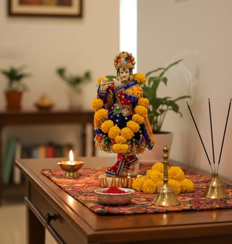 ESPLANADE Hand-carved Lord Kishan Krishna Murti Idol Statue Sculpture - Resin - 11" Inches - Multi