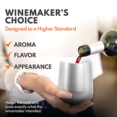 Carivino Luxury Wine Tumbler With Ceramic Interior, Genuine Cork Base & Tritan Lid, Advanced Stainless Steel Vacuum-Insulated With Copper Coating & Premium Metallic/Pearl Finish, 12 Oz, Platinum #TOP6