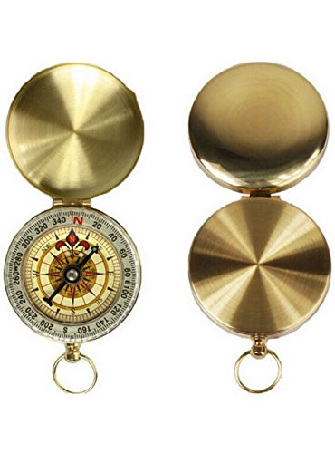 NIEGIENNA-Portable Vintage Old Style Compass Pocket Watch Style Multifunction Fluorescence Compass Navigation for Outdoor Sports Camping Hiking (Golden)