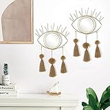 SOMYTING 2 STK Wandspiegel Gold Evil Eye Metall Spiegel Boho Spiegel Wand zum Aufhängen und Dekorieren mit Tasseln Art für Schlafzimmer Schöne Geschenkideen (Klein)