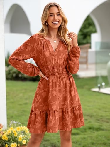 Zilcremo Women Denim Shirt Dresses Long Sleeve Distressed Jean Dress Button - view 4