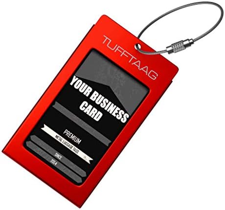Luggage Tag Business Card Holder TUFFTAAG Single Travel ID Bag Tag - Red