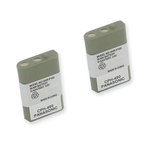 Empire Cordless Phone Batteries, Compatible with Panasonic KX-TG2382 Cordless Phone, (Ni-MH, 3.6V, 700 mAh), Replacement for Panasonic HHR-P103 Battery, combo-pack includes: 2 x EM-CPH-490 Batteries