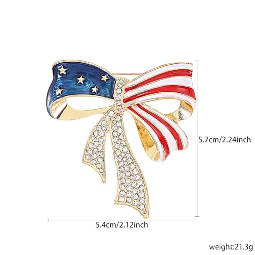 Image of USA Flag Brooch Pin for Women American Flag Brooches 4th of July Patriotic Red White Blue USA Flag Lapel Pin American Patriotic Medal Brooches Dress Accessories for Independence Day