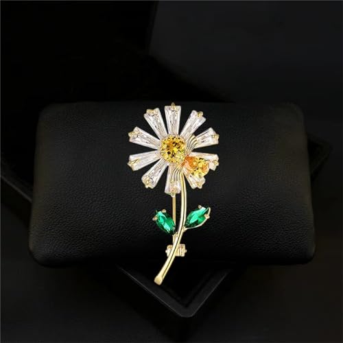 Image of WCRAZYE Sunflower Flower Brooch Pin for Women Girls Elegant Enamel Crystal Rhinestone Yellow Flower Plant Brooch Pin, Charm Sun Flower Coat Brooch for Mom Christmas Valentine's Day Jewelry Gifts