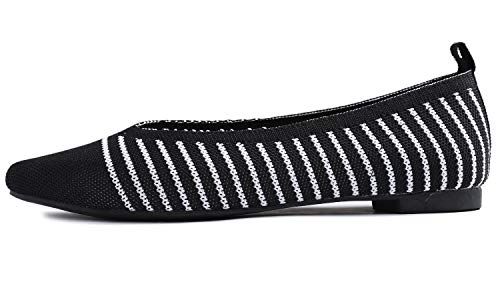 Image of FEVERSOLE Women's Woven Pointy Fashion Cutouts Breathable Knit Flat Shoes